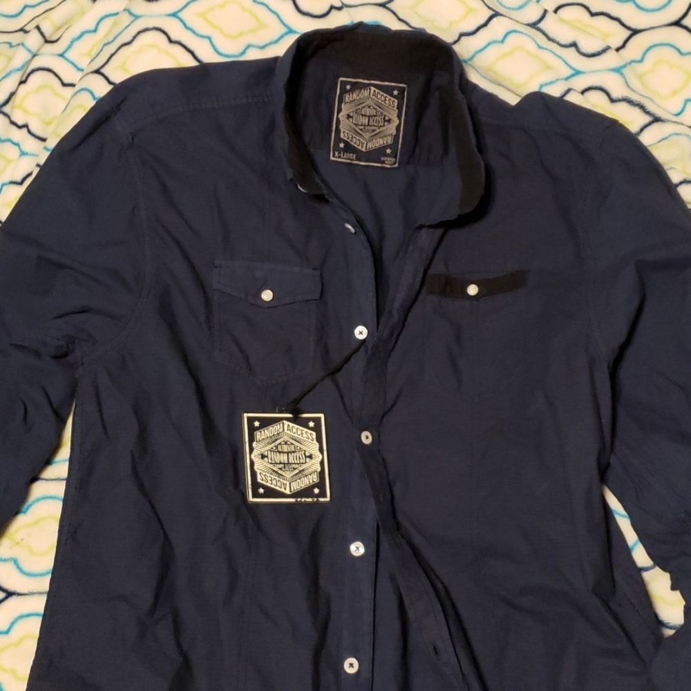 Random Access Blue button up dress shirt new w/tag